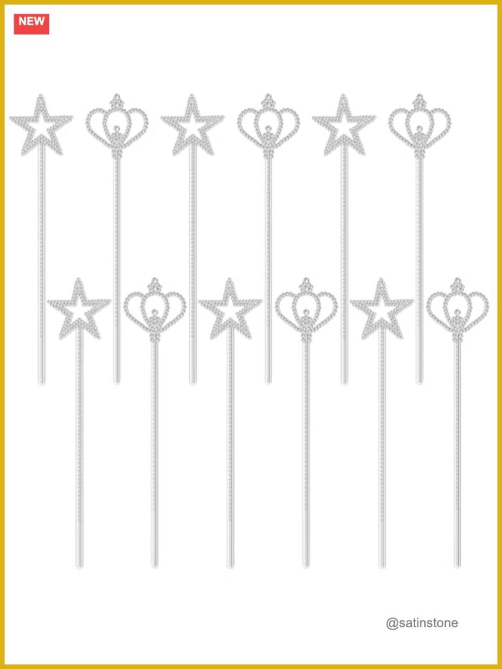 12 Pc Silver Star Crown Fairy Wand Princess Costume Accessory Set 13"